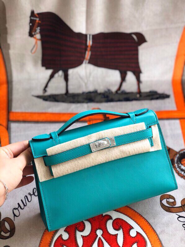 에르메스 미니 켈리백22 베르트베로나 은장 스위프트